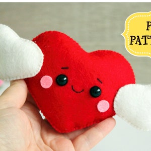 Valentines day pattern, Felt Valentines Pattern, Felt heart ornament, PDF heart sewing pattern, Valentines day gift, Red heart easy pattern