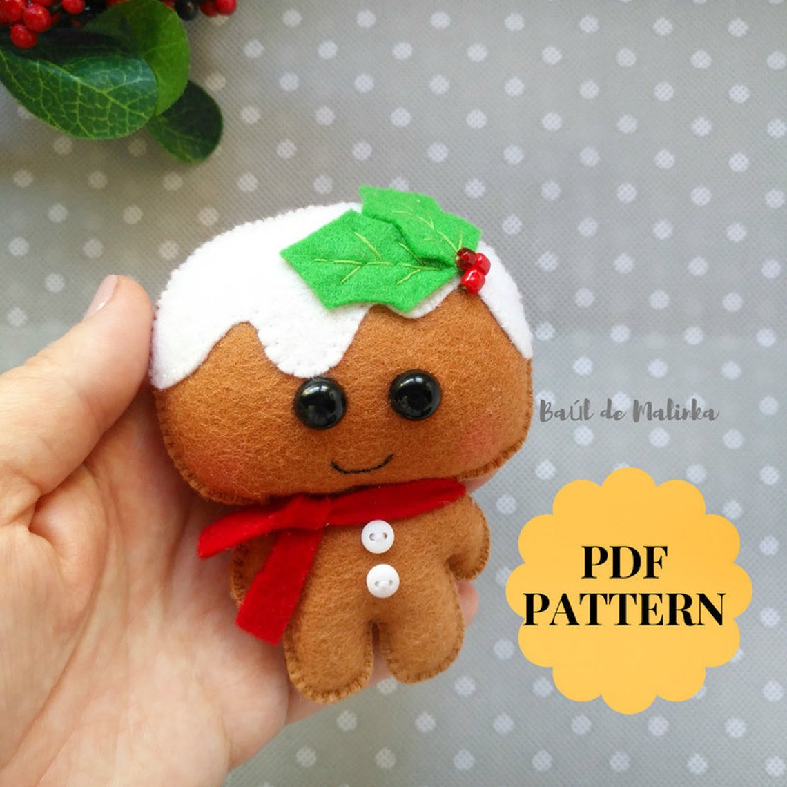 Felt Gingerbread Man Christmas Ornaments PDF Pattern Christmas ...