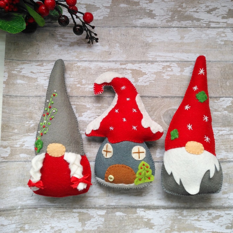 Felt gnome ornament pattern Felt Christmas ornaments Tomte Swedish gnome Gnomes sewing pattern Christmas gnomes pattern Felt gnome PDF decor image 3