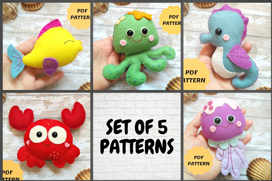 Felt Jellyfish Pattern Kawaii Octopus Felt Ocean Pattern Felt Sea