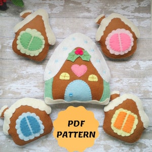 Gingerbread house felt pattern Gingerbread cookies orrnament Christmas ornaments Gingerbread house sewing pattern Gingerbread cookies felt image 5