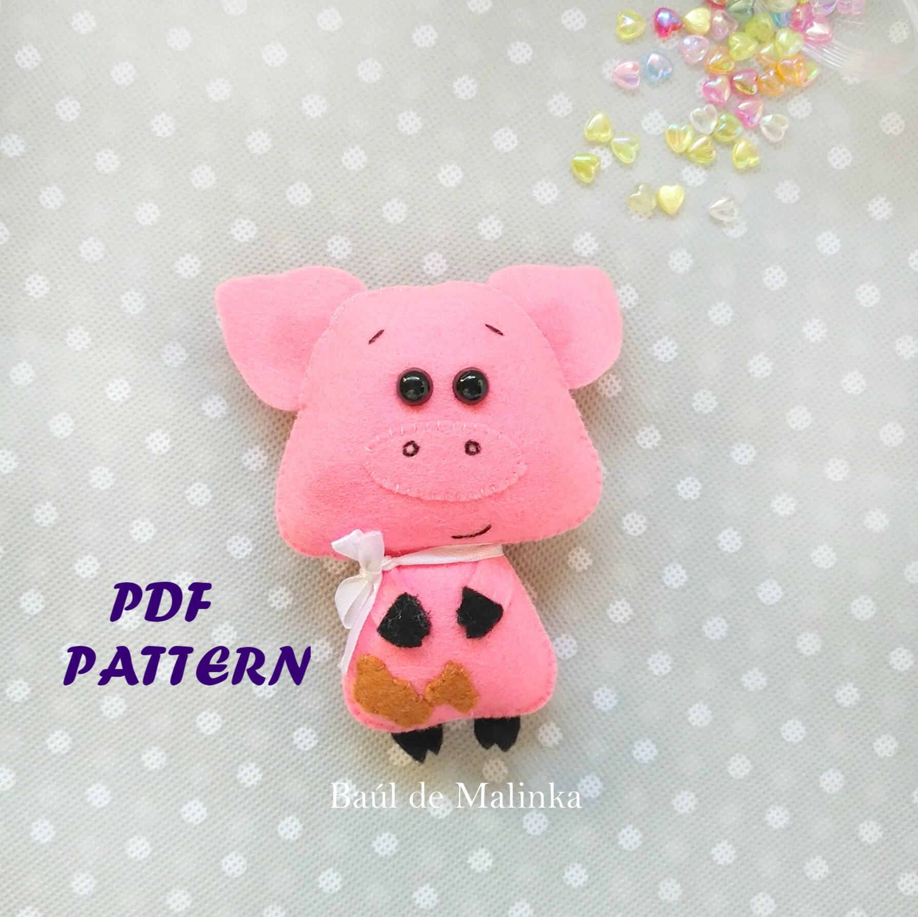 Felt pig pattern PDF sewing tutorial felt ornament Pig sewing Etsy
