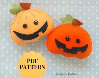 Halloween Felt Pumpkin Ornament Pattern, DIY Tutorial (PDF Pattern)