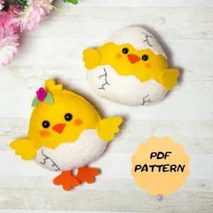 Felt chicks pattern Felt Easter chicks tutorial Easter ornament DIY Easter Decoration Felt chicken pattern Easter bird ornament Bird pattern