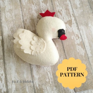 Swan sewing pattern Felt swan ornament Swan doll felt tutorial Bird PDF pattern Swan stuffed animal Nursery Decor toy Baby mobile swan