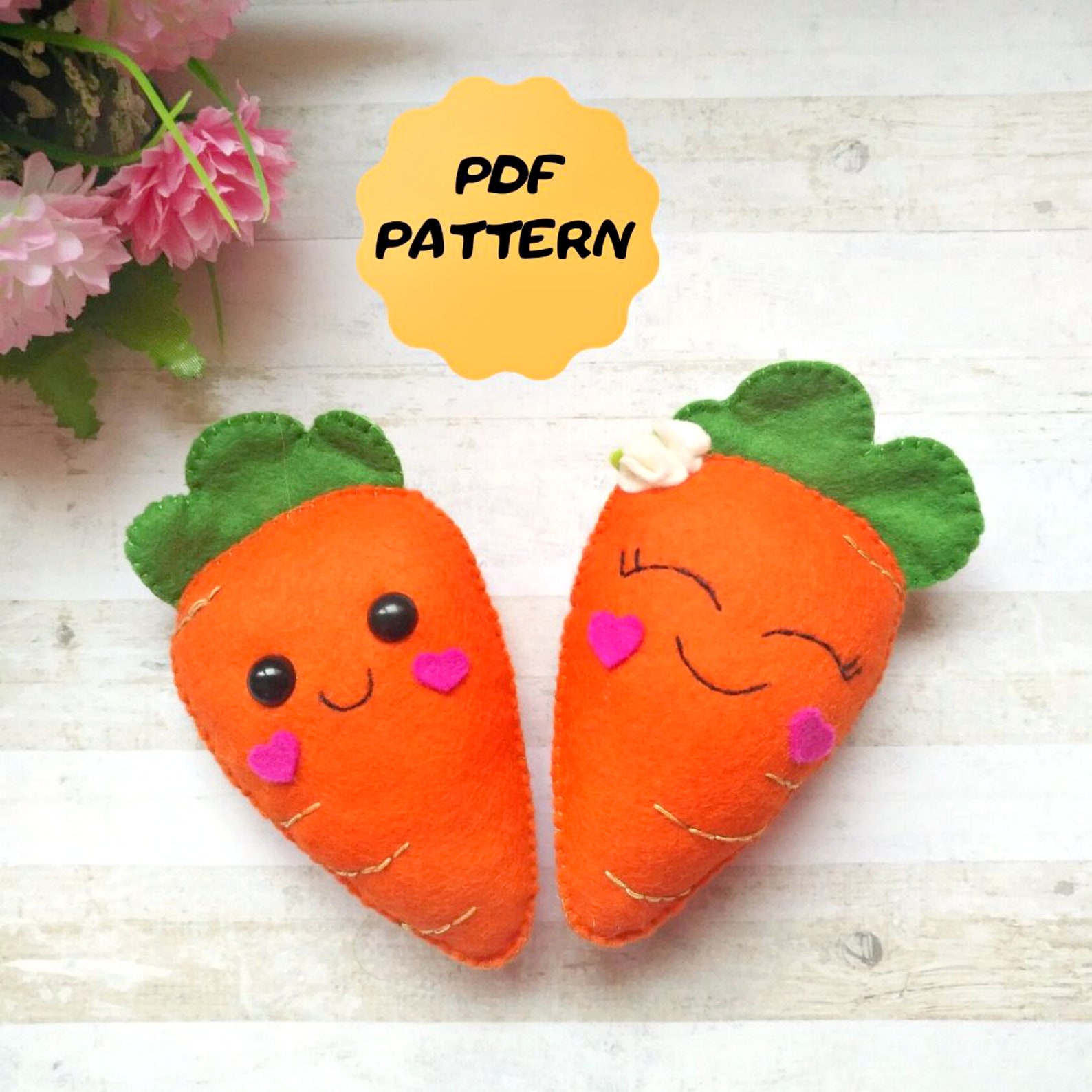 Cute Carrots Pattern Felt Easter Pattern Easter Felt Ornament Etsy