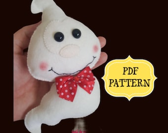 PDF Pattern Ghost, SVG Felt Pattern, Felt Ghost Ornament, Pattern Halloween Ornament, Pattern Felt Ghost, Halloween felt ghost, Easy sewing