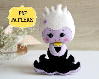 Ursula Witch Felt Doll Pattern, Easy Sewing Tutorial (PDF Pattern)