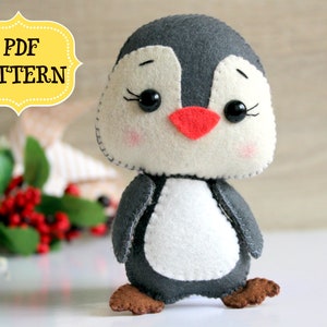 Felt Christmas ornament Felt penguin pattern Christmas penguin decor Felt bird PDF pattern Nursery decor Penguin gift Felt animal patterns