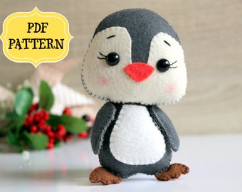 Felt Christmas ornament Felt penguin pattern Christmas penguin decor Felt bird PDF pattern Nursery decor Penguin gift Felt animal patterns