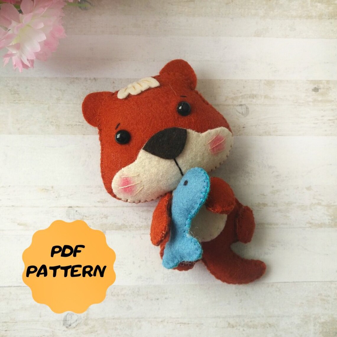 Felt Otter Pattern Felt Animals Pattern Otter Stuffed Toy Felt Etsy