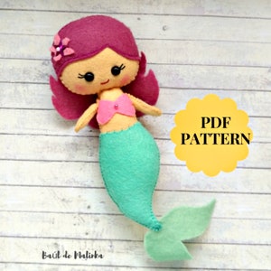 Felt Mermaid pattern Felt mermaid doll Pocket doll Felt mermaid ornament PDF easy sewing tutorial Handmade Dolls Nursery Decor Felt doll