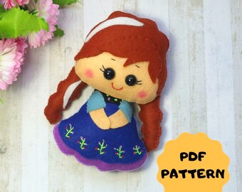 Felt Princess Doll Sewing Pattern Inspired by Frozen (PDF Pattern)