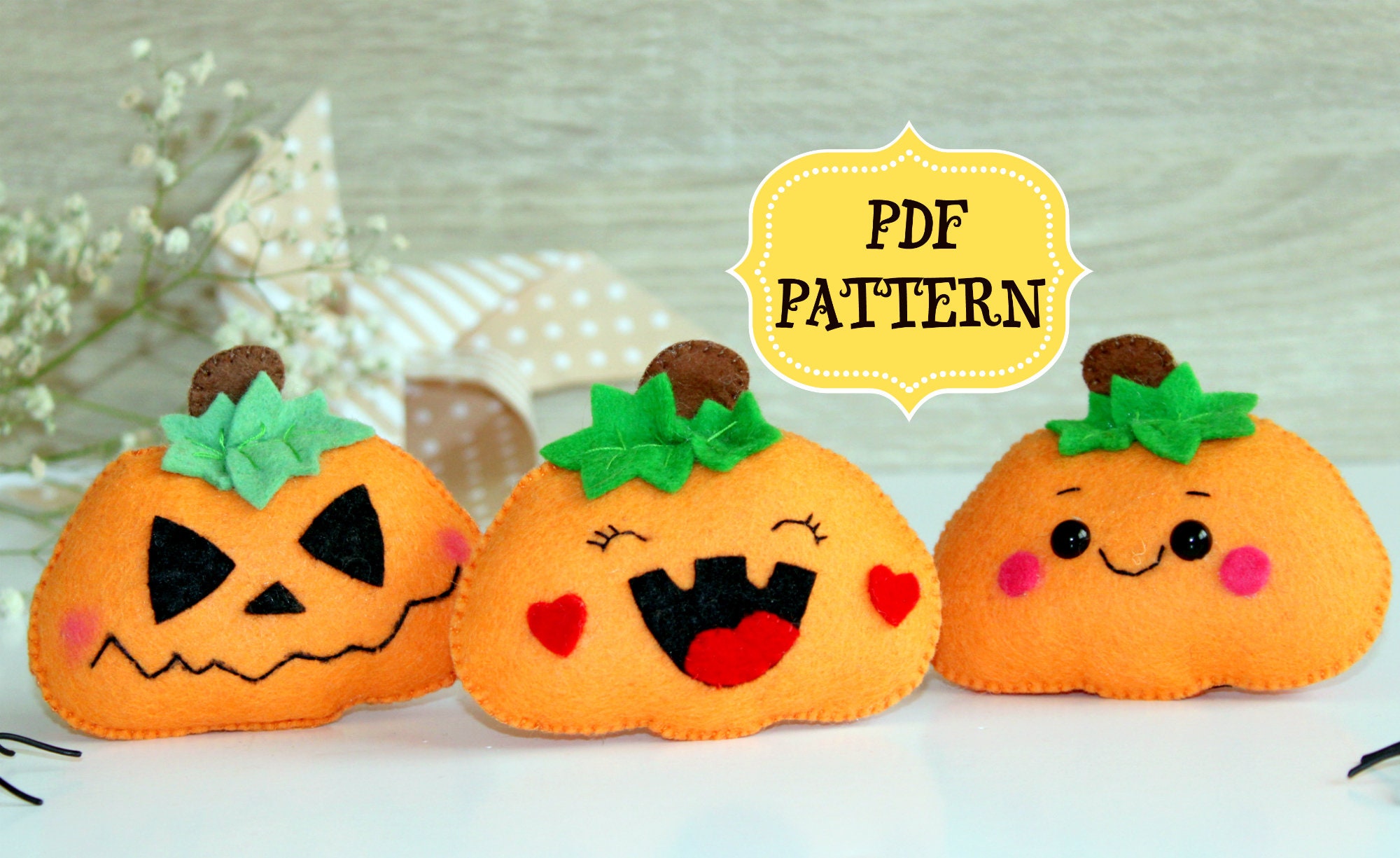 Halloween Felt Pattern Jack O Lantern Felt Pattern PDF Sewing Tutorial ...