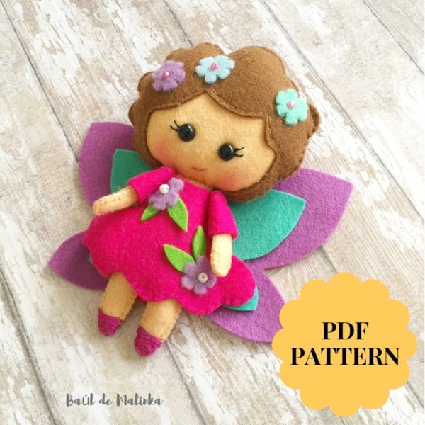 Felt fairy doll pattern Pocket doll PDF Cloth doll Pattern Doll clothes tutorial Cute mini fairy Easy doll pattern Make a doll Stuffed fairy