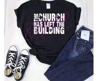 Church has left the building Transfers| Screen Print Transfers - Plastisol Screen Prints for Cotton & ALL Colors