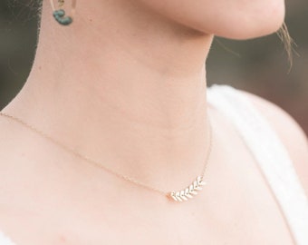 Collier de mariée bohème fine chaîne épis "Apollonie" doré ou argenté, bijou mariage fin,bijou minimaliste
