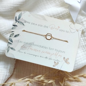 Cadeau soeur témoin de mariage bracelet et carte à message "Je ne peux pas dire OUI sans toi | cadeau demoiselle d'honneur