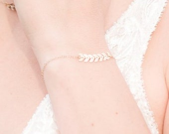 Bracelet de mariée fin épis "Apollonie" doré ou argenté, bijou mariage minimaliste, bijou mariage bohème