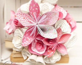 Original origami bridal bouquet pink tones "Crazy Love",paper bouquet,original bouquet,wedding flowers