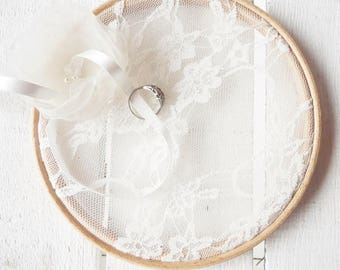 Wedding ring holder original lace drum customizable flower, chic country wedding, wedding accessory