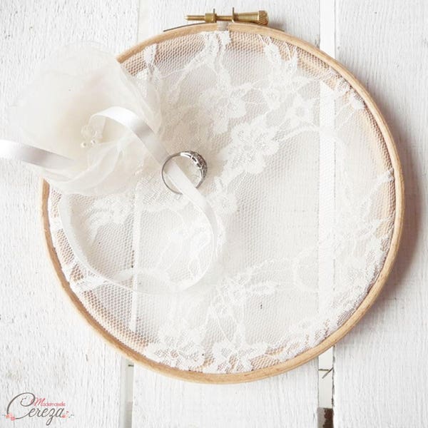 Wedding ring holder original lace drum customizable flower, chic country wedding, wedding accessory