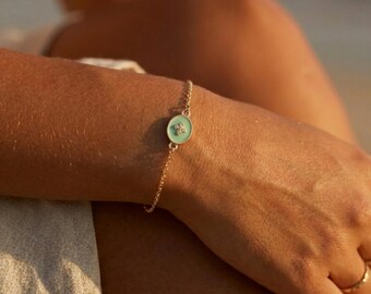 Elegante armband van mintgroen emaille en goud – cadeau-idee voor Valentijnsdag/Kerstmis, fijne sieraden, minimalistische sieraden, cadeau voor beste vriend