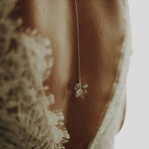 Collana da sposa con perle e foglia d&#39;argento o d&#39;oro | gioiello posteriore rimovibile, collana da sposa rustica