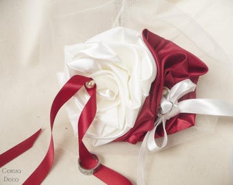 Original ivory burgundy wedding flower alliance holder, alliance cushion, wedding decoration, child bouquet