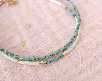 Bracelet fin turquoise et menthe | cadeau fête des mères | bracelet minimaliste | bijou fin | cadeau meilleure amie