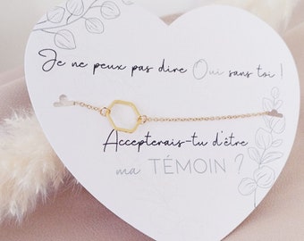 Cadeau demande témoin de mariage bracelet et carte coeur à message "Je ne peux pas dire OUI sans toi | cadeau témoin mariage