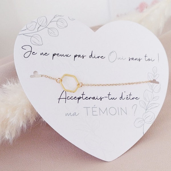 Cadeau demande témoin de mariage bracelet et carte coeur à message "Je ne peux pas dire OUI sans toi | cadeau témoin mariage