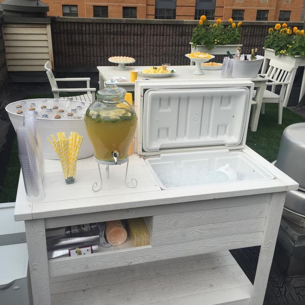 FREE SHIPPING  Rustic Wooden Cooler, Bar Cart, Outdoor Beverage Station