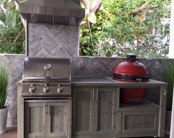 Custom Outdoor Grill Cabinet: Mobile Kitchen Island, Grill Station