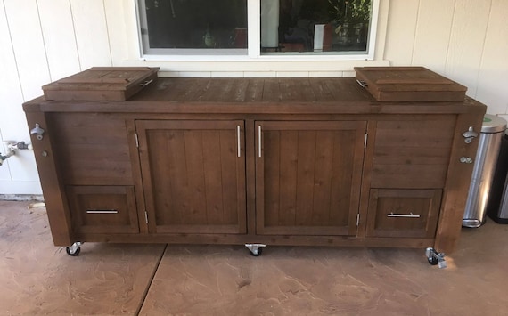 Custom Outdoor Cabinet Rustic Cooler Bar Cart Grilling Prep - Outdoor Serving Cart Prep Station With Storage Custom Outdoor Cabinet Rustic Cooler Bar Cart Grilling Prep - Outdoor Serving Cart Prep Station With Storage
