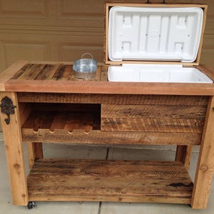 FREE SHIPPING Reclaimed Wood Bar Cart OR Cedar Cooler Cabinet for Indoor or Outdoor Living Patio, Porch, Pool or Man Caves image 4