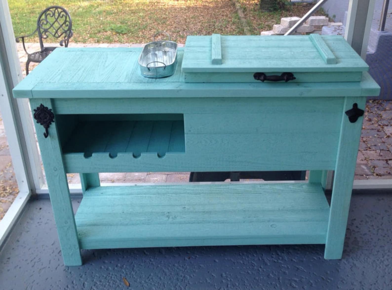 FREE SHIPPING Rustic Wooden Cooler Bar Cart Outdoor Beverage Etsy
