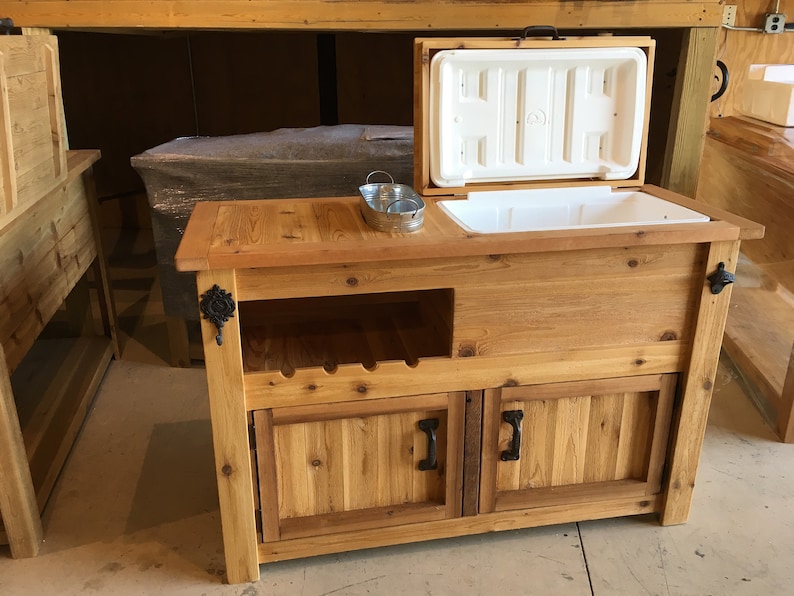 Buffet Sideboard Wooden Cooler Cabinet Rustic Beverage Bar Cart Custom Island Storage Drawers Outdoor Patio Furniture Grilling Prep Gardening Decotazeen Com Buffet Sideboard Wooden Cooler Cabinet, Outdoor Patio Buffet Cabinet