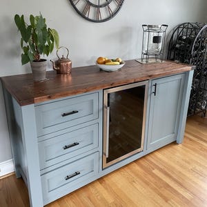 Beverage Bar with Mini-Fridge, Coffee Serving Station, Customizable and Bespoke Furniture & Storage Cabinet, Fast Shipping