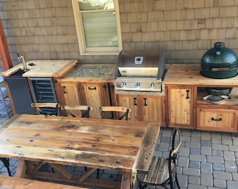Custom Outdoor Grill Cabinet: Mobile Kitchen Island, Grill Station