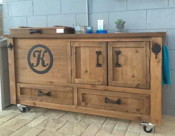 Custom Outdoor Cabinet Rustic Cooler Bar Cart Grilling Prep Etsy