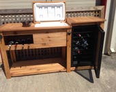 FREE SHIPPING  Outdoor Beverage Bar with Cooler and Mini Fridge