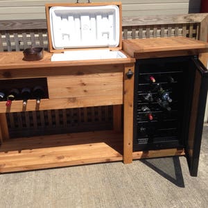 FREE SHIPPING  Outdoor Beverage Bar with Cooler and Mini Fridge