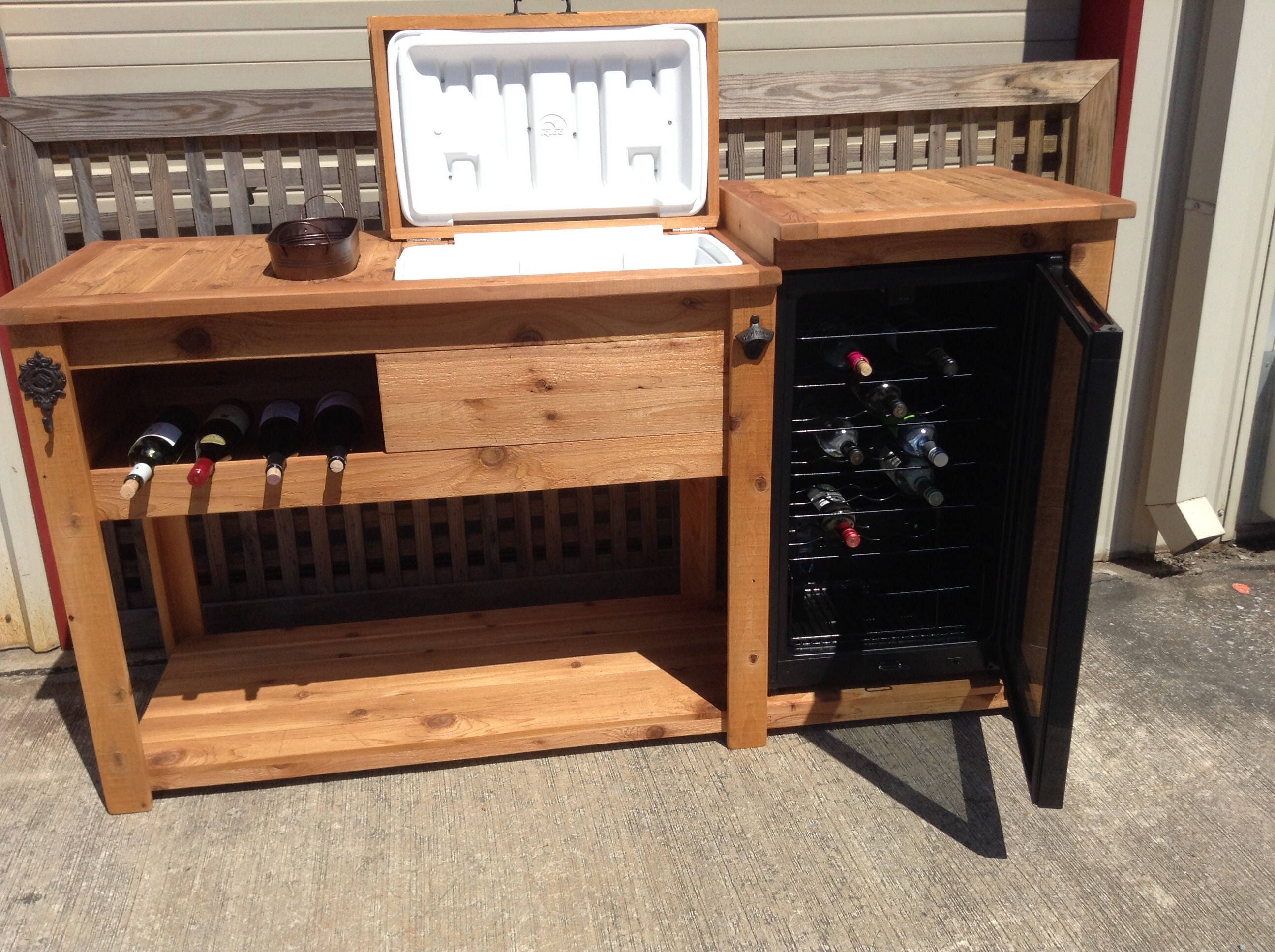 Drink Station Nook with Glass Front Beverage Fridge and Mini