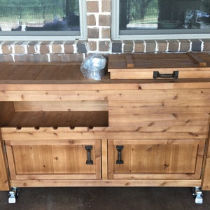 FREE SHIPPING Reclaimed Wood Bar Cart OR Cedar Cooler Cabinet for Indoor or Outdoor Living Patio, Porch, Pool or Man Caves image 5