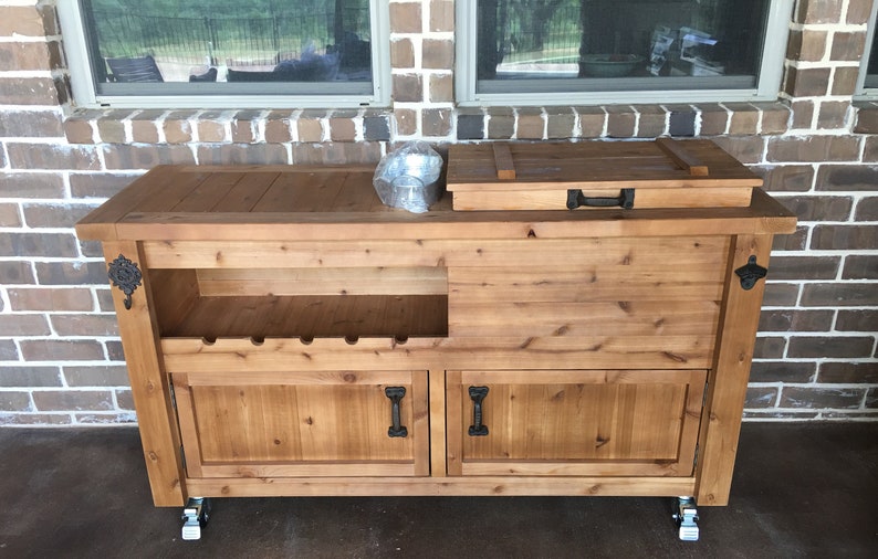 FREE SHIPPING Reclaimed Wood Bar Cart OR Cedar Cooler Cabinet for Indoor or Outdoor Living Patio, Porch, Pool or Man Caves image 5