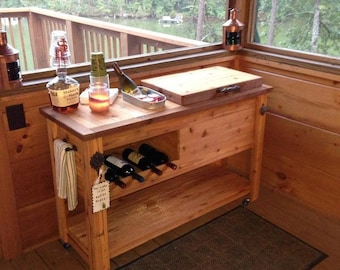 Outdoor Rustic Wooden Cooler Bar, Console Table, Bar Cart, Buffet & Serving Bar FREE SHIPPING