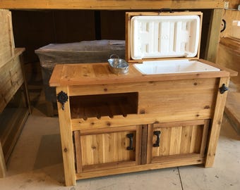 Rustic Wooden Cooler Cabinet is Great for a Man Cave, Outdoor Bar, Serving Buffet, Wedding, House Warming or Graduation Gift