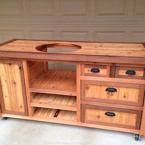 Grill Master Center Cut - FREE SHIPPING on Grill Tables & Grill Carts for Kamado Joe, Big Green Egg, Primo, Vision, Akorn, ETC -