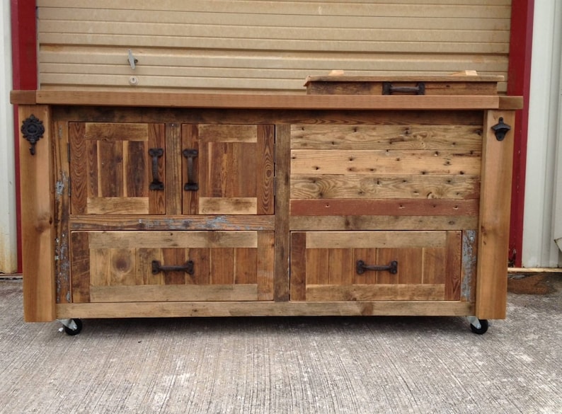 FREE SHIPPING Reclaimed Wood Bar Cart OR Cedar Cooler Cabinet for Indoor or Outdoor Living Patio, Porch, Pool or Man Caves image 7